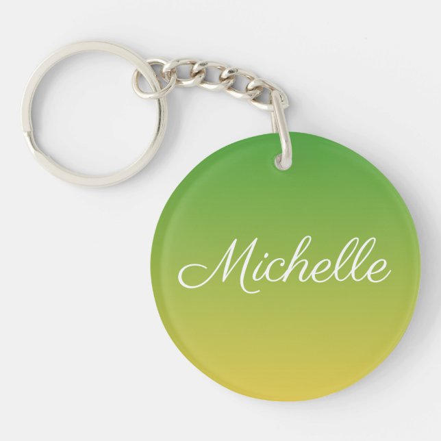 Personalized green and yellow ombre key ring (Front)