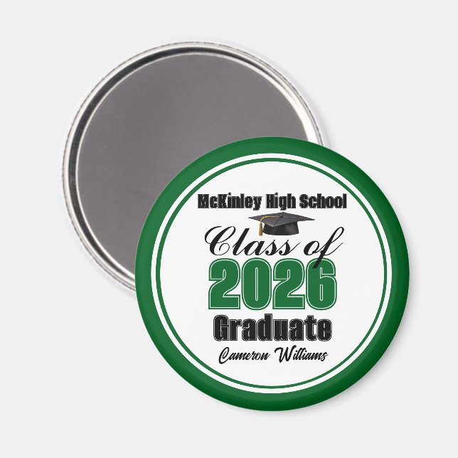 Personalized Green Class of 2026 Graduation Party Magnet (Front/Back)