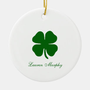 Personalized Green Clover Ceramic Ornament