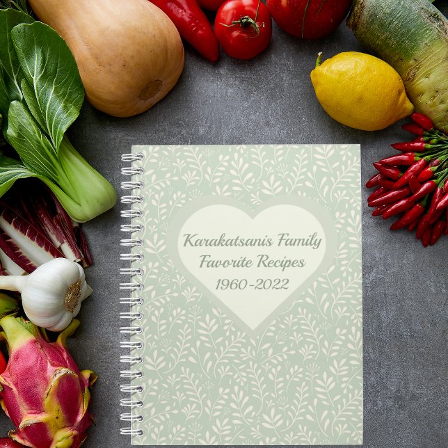 Personalized Green Cream Boho Keepsake Recipe Book (Creator Uploaded)