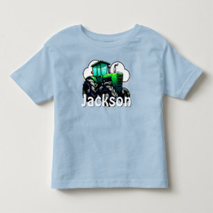 Personalized Green Farm Tractor Toddler T-Shirt