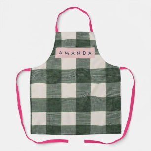 Personalized Green Gingham Checkered Apron