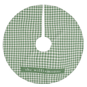 Personalized Green Gingham Plaid Name Christmas Brushed Polyester Tree Skirt