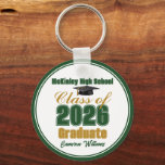 Personalized Green Gold Class of 2026 Graduation Key Ring<br><div class="desc">Customize your own green and gold high school Class of 2026 graduate keychain for a high school or college graduation party. Cool varsity letters for the year on a great custom commemorative keepsake for seniors.</div>