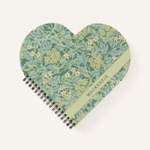 Personalized Green Jasmine Floral Pattern Notebook