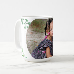 Personalized Green Leaf Florals 1-image Coffee Mug