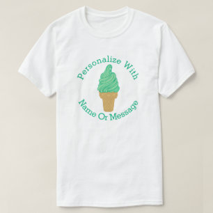 PERSONALIZED Green Mint Ice Cream Cone T-Shirt
