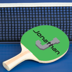 Personalized Green Monogram Initial Design Ping Pong Paddle