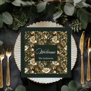 Personalized Green Napkins Botanical Pastel Vibe