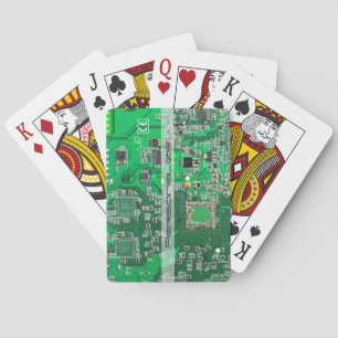 Personalized Green PCB Circuit Board for IT Pros Playing Cards
