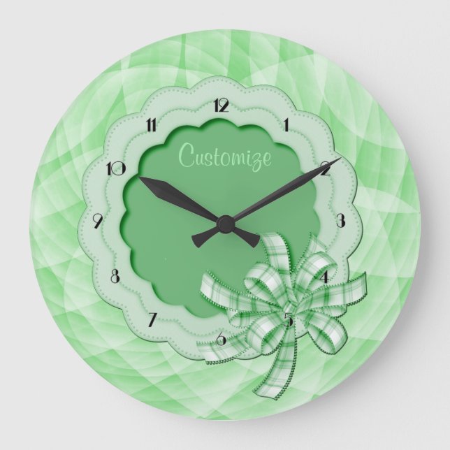 Personalized Green Scalloped Frame Wall Clock (Front)