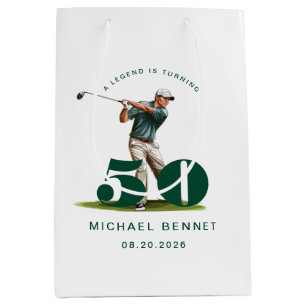 Personalized Green Sports Golf 50th Birthday Medium Gift Bag