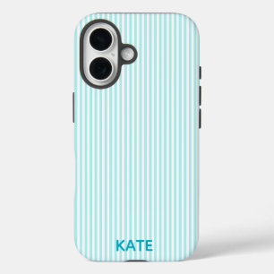 Personalized Green Stripe iPhone 16 Tough Case