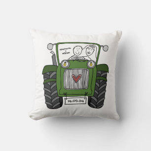 Personalized Green Tractor Country Farm Wedding Cushion