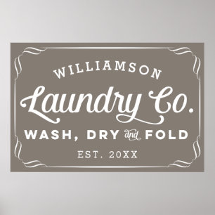 Personalized Greigel Laundry Wash Dry Fold Sign