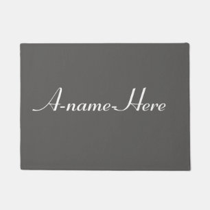 Personalized  grey solid with white name custom doormat