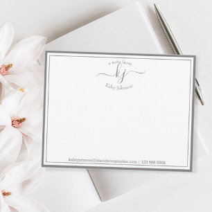 Personalized Grey White From The Desk Of Note Card