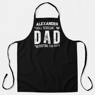 Personalized Grill Sergeant Dad Reporting for Duty Apron