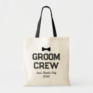 Personalized Groom Crew Bachelor Party Stag Bowtie Tote Bag