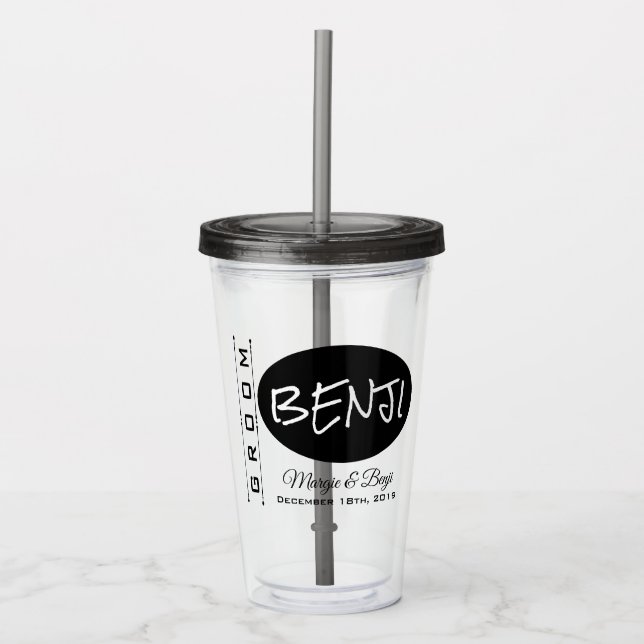 PERSONALIZED GROOM WEDDING ACRYLIC TUMBLER (Front)