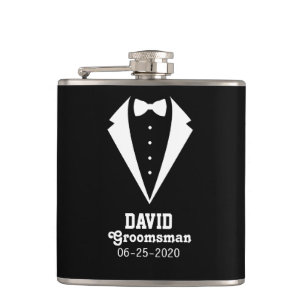 Personalized Groomsman Gift Black Hip Flask