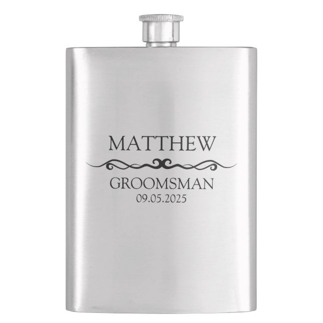 PERSONALIZED GROOMSMAN GIFT HIP FLASK (Front)
