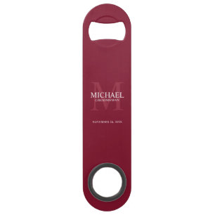 Personalized Groomsman's Monogram and Name Bar Key