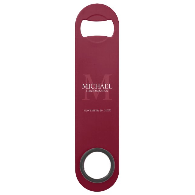 Personalized Groomsman's Monogram and Name Bar Key (Front)