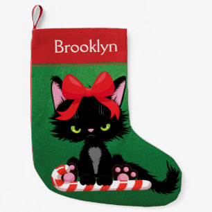 Personalized Grouchy Girl Cat Small Christmas Stocking