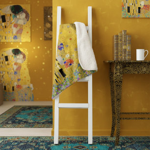 Personalized Gustav Klimt The Kiss Love Message Sherpa Blanket