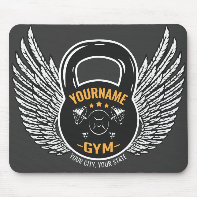 Personalized GYM Fitness Trainer Kettlebell  Mouse Pad (Front)