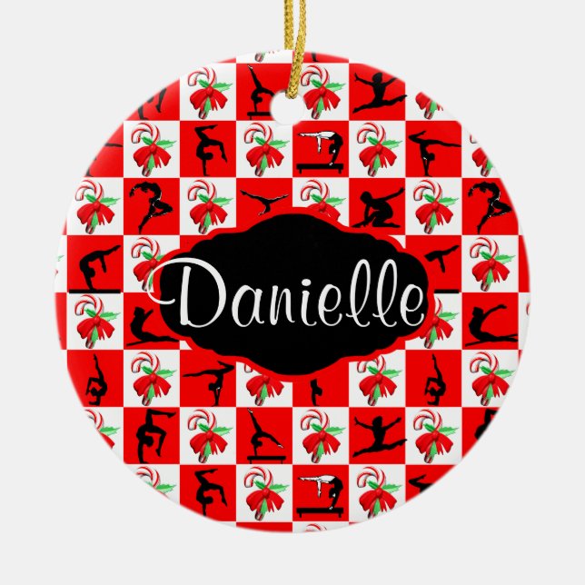 PERSONALIZED GYMNAST CHRISTMAS CANDY CANE ORNAMENT (Front)