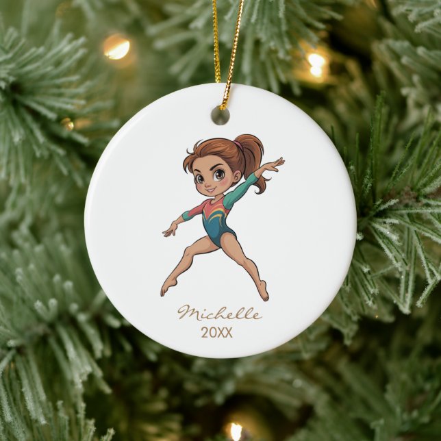 Personalized Gymnast gymnastics Girl Christmas   Ceramic Ornament (Tree)