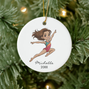  Personalized Gymnast gymnastics Girl Christmas  Ceramic Ornament