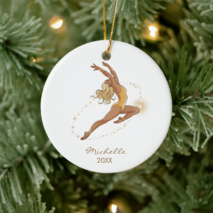 Personalized Gymnast gymnastics Girl Christmas  Ceramic Ornament