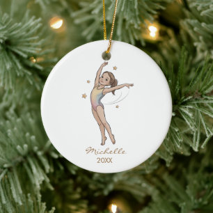 Personalized Gymnast gymnastics Girl Christmas  Ceramic Ornament