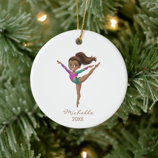 Personalized Gymnast gymnastics Girl Christmas   Ceramic Ornament (Tree)