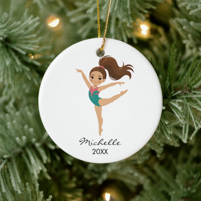  Personalized Gymnast gymnastics Girl Christmas  Ceramic Ornament (Tree)