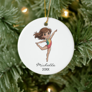  Personalized Gymnast gymnastics Girl Christmas  Ceramic Ornament