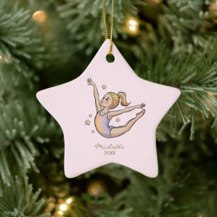 Personalized Gymnast gymnastics Girl Christmas  Ceramic Ornament