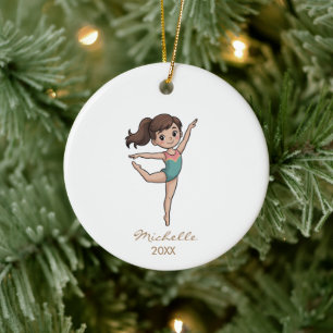 Personalized Gymnast gymnastics Girl Christmas   Ceramic Ornament