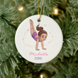 Personalized Gymnast gymnastics Girl Christmas     Ceramic Ornament