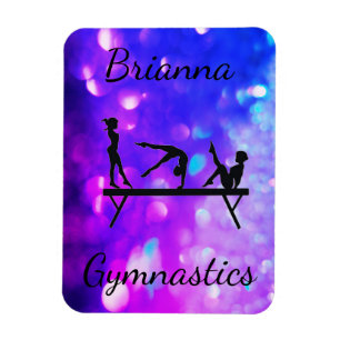 PERSONALIZED GYMNASTICS PURPLE BLUE GRADIENT MAGNET