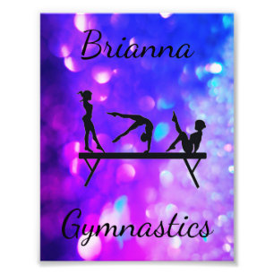 PERSONALIZED GYMNASTICS PURPLE BLUE GRADIENT PHOTO PRINT
