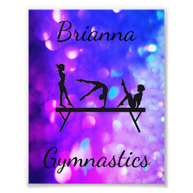 PERSONALIZED GYMNASTICS PURPLE BLUE GRADIENT  PHOTO PRINT (Front)