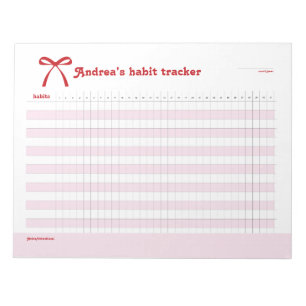 Personalized Habit Tracker Pink Bow  Notepad