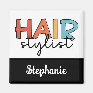 Personalized Hair Stylist Retro Hairdresser Gift Magnet