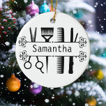 Personalized Hair Stylist Scissors Hairdresser   Ceramic Ornament<br><div class="desc">This design may be personalized in the area provided by changing the photo and/or text. Or it can be customized by clicking Personalize this Template and then choosing the click to customize further option and delete or change the color of the background, add text, change the text color or style,...</div>