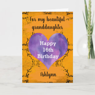 Personalized Halloween 16th Birthday Granddaughter Card