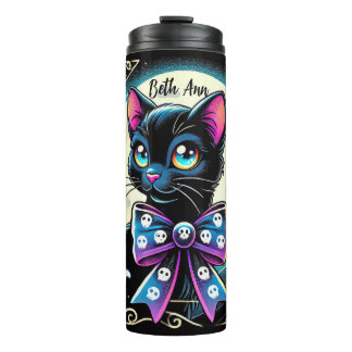 Personalized Halloween Black Cat Thermal Tumbler